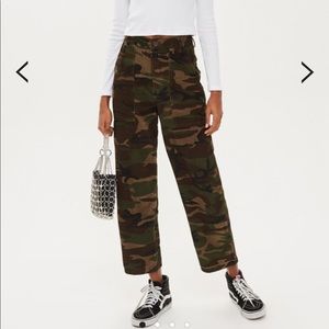 High-Waisted Topshop Corduroy Camo Pants